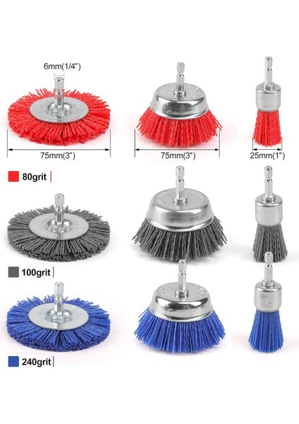 9 Paket Naylon Filament Aşındırıcı Fırça Seti Aşındırıcı Naylon Fırçalar (Yurt Dışından) modelleri