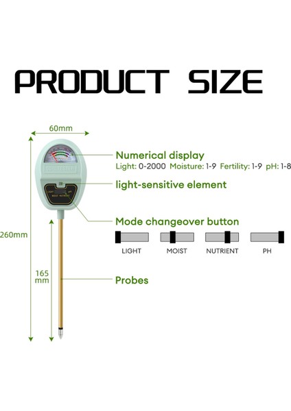 4'ü 1 Arada Toprak Nem Ölçer, Toprak Nem/ışık/besin/ph Ölçer (Yurt Dışından) modelleri