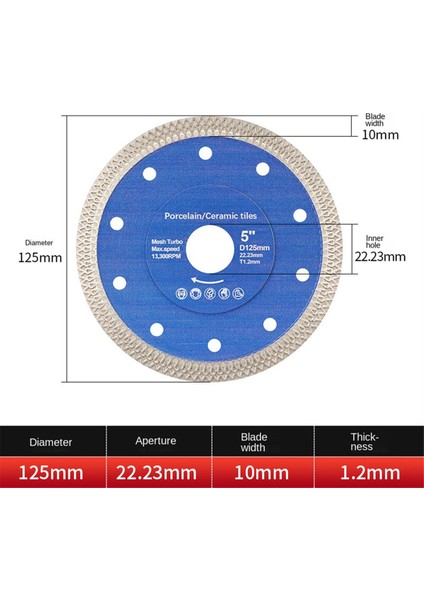 Fayans, Taş Kesme Bıçakları ve Dayanıklılar Için Testere Bıçakları 125X22.23MM (Yurt Dışından) indirimleri