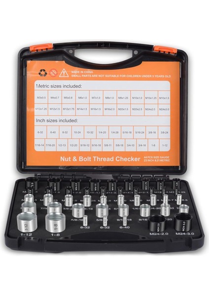 44 Parça Somun ve Cıvata Standart ve Metrik Set (Yurt Dışından)