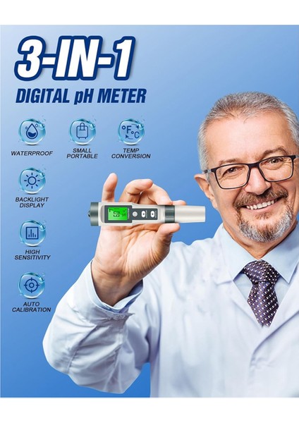 Tds/ph/sıcaklık 3'ü 1 Arada Su Için Ph Ölçer, 0-14 Ph Dijital Ph Ölçer (Yurt Dışından) fırsatları