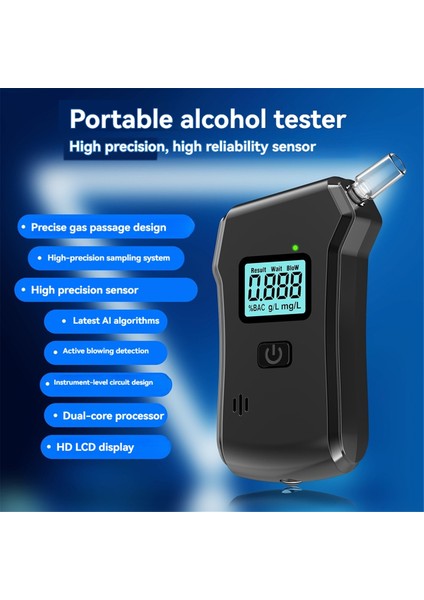 Araba Alkolmetre LCD Ekran Alkol Ölçer Alkol Testi (Yurt Dışından)