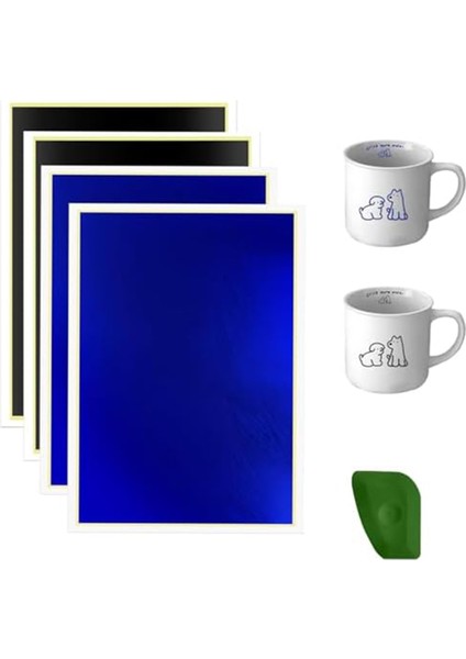 4 Adet Gravür Işaretleme Kağıdı Renkli Işaretleme Kağıdı Bant Kazıyıcı (Yurt Dışından)