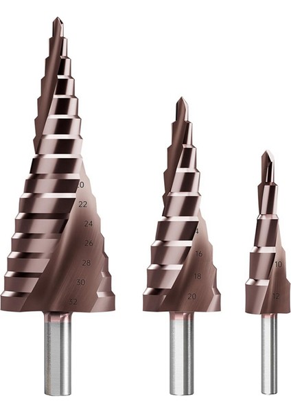 Kademeli Matkap Ucu Seti, 3 Adet Titanyum Kademeli Matkap Ucu, B (Yurt Dışından)