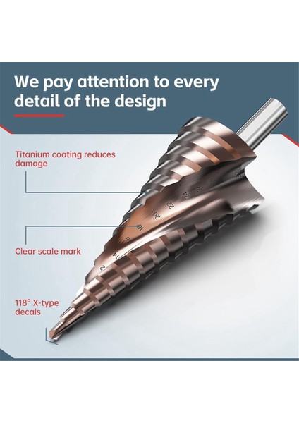 Kademeli Matkap Ucu Seti, 3 Adet Titanyum Kademeli Matkap Ucu, B (Yurt Dışından) fiyatları