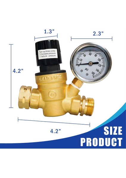 Rv Su Basınç Regülatörü, Gösterge ve Giriş Filtresi ile Rv Için (Yurt Dışından) modelleri