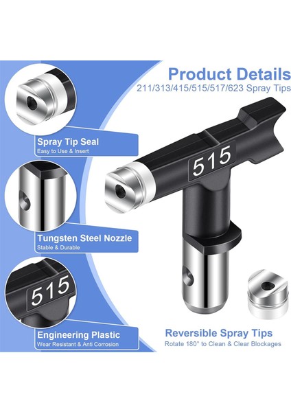Sprey Uçları, 6 Adet Havasız Boya Sprey Uçları Tersinir Sprey Uçları (Yurt Dışından) fiyatları