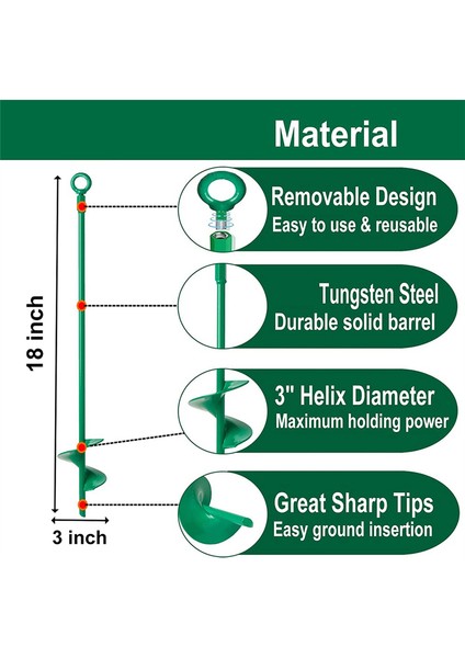 18 Inç Zemin Ankraj Seti, Kamp Çadırı, Gölgelikler, Salıncak Setleri, 4 Adet (Yurt Dışından) fırsatları