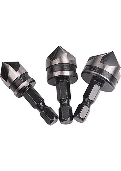 3 Adet 1/4 Inç Altıgen 12/16/19MM Ahşap Metal Matkap Ucu Için Havşa Delme Seti (Yurt Dışından)