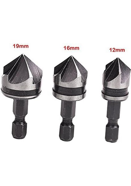 3 Adet 1/4 Inç Altıgen 12/16/19MM Ahşap Metal Matkap Ucu Için Havşa Delme Seti (Yurt Dışından) fırsatları