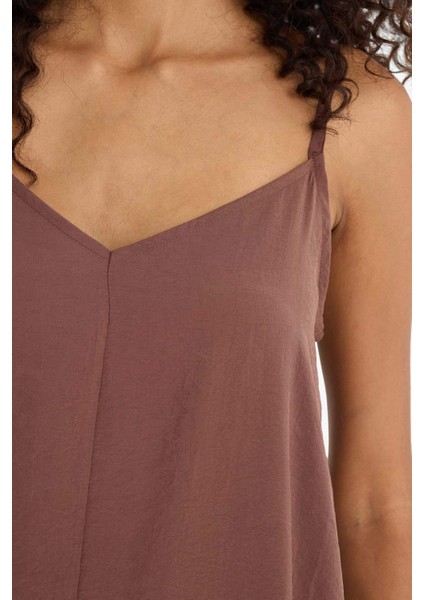 V Yaka Modal Askılı Maxi Elbise F6466AX25SM fırsatları