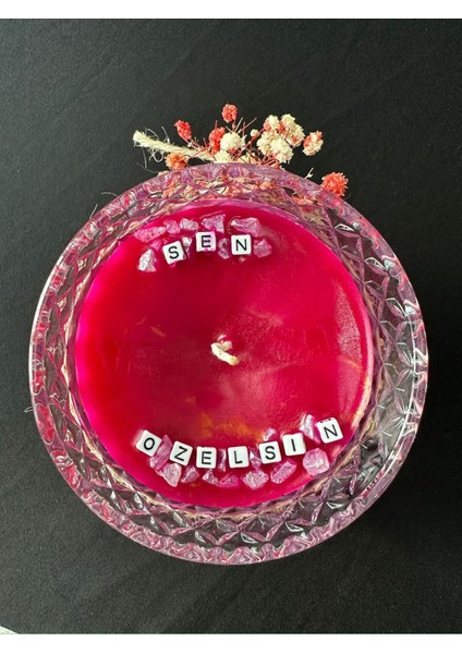 11X10 Kristal Camda Dekoratif Kokulu Mum – Pembe