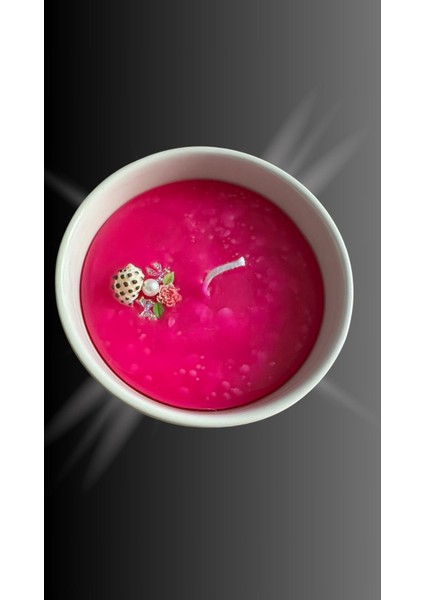 11X11 cm Büyük Boy Seramik Kapta El Yapımı Dekoratif Mum – Pembe - Sıklemen modelleri
