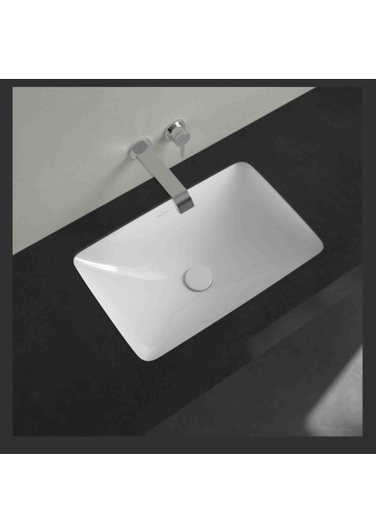 Loop&friends 54X34 cm Tezgah Altı Lavabo - Taşma Delikli - Sırlı - Beyaz