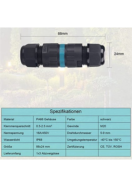 Kablo Eklemi Su Geçirmez Topraklama Kablosu 3 Çekirdekli 5-9mm Tel Çapı Için (Yurt Dışından) fırsatları