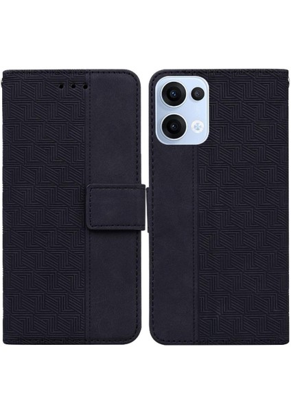 Oppo Reno 13 5g Geometrik Kabartmalı Kickstand Özelliği Premium Için Flip Case (Yurt Dışından)