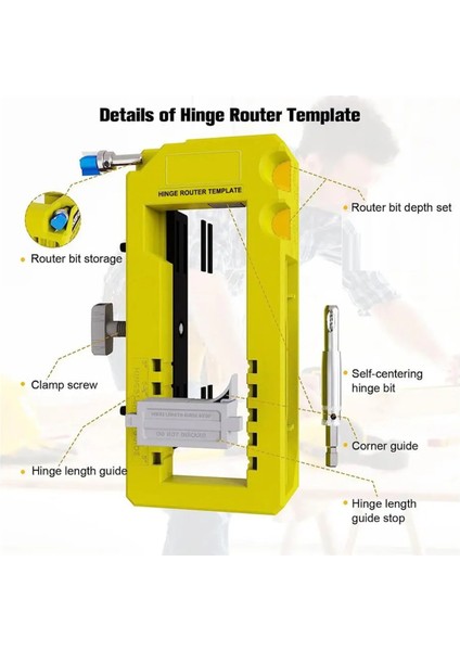 Kapı Menteşesi Yönlendirici Şablonu Çıkarılabilir Ekler 3-5 Inç Uzunluğa Uygun (Yurt Dışından)