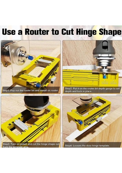 Kapı Menteşesi Yönlendirici Şablonu Çıkarılabilir Ekler 3-5 Inç Uzunluğa Uygun (Yurt Dışından) modelleri