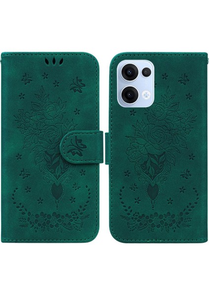 Oppo Reno 13 5g Kabartma Gül Çiçekler Için Kılıf Kickstand Cüzdan Kılıf Kart Pu (Yurt Dışından)
