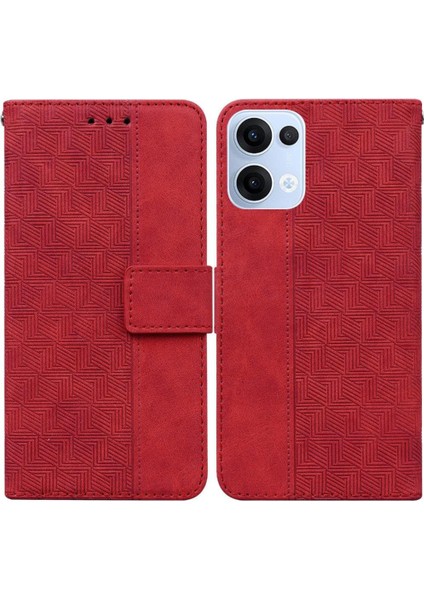 Oppo Reno 13 5g Geometrik Kabartmalı Kickstand Özelliği Premium Için Flip Case (Yurt Dışından)