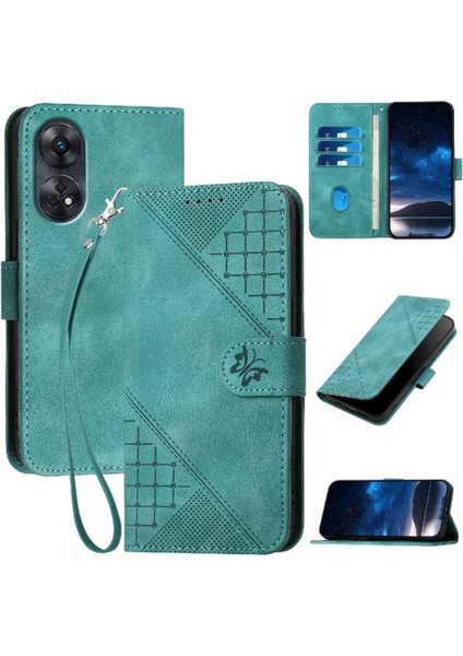 Ayrılabilir El Ile Oppo Reno 8t 4g Kabartmalı Kelebek Için Flip Case ve (Yurt Dışından)