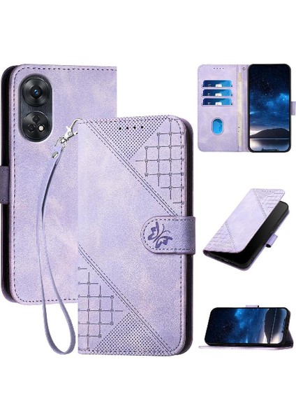 Ayrılabilir El Ile Oppo Reno 8t 4g Kabartmalı Kelebek Için Flip Case ve (Yurt Dışından)