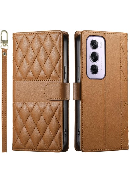 Oppo Reno 12 Pro 5g Zarif Darbeye Deri Kılıf Çift Için Flip Case (Yurt Dışından)