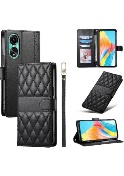 Oppo A78 4g Cüzdan Için Flip Case Zarif Çift Sapanlar Darbeye Deri (Yurt Dışından)