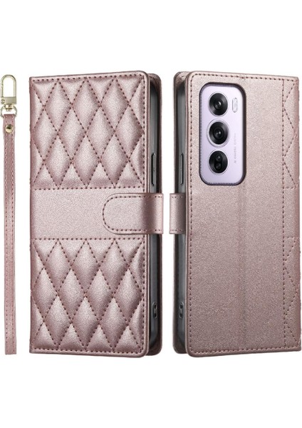 Oppo Reno 12 Pro 5g Zarif Darbeye Deri Kılıf Çift Için Flip Case (Yurt Dışından)