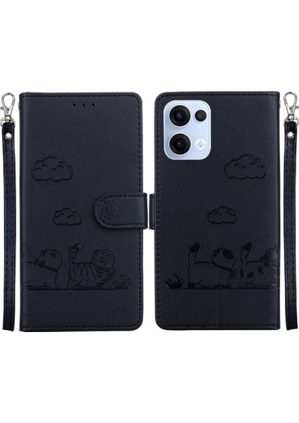 Oppo Reno 13 5g Kedi Rfıd Deri Cüzdan Kart Yuvası Tutucu Için Flip Case (Yurt Dışından)