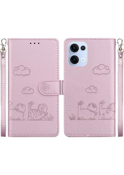 Oppo Reno 13 5g Kedi Rfıd Deri Cüzdan Kart Yuvası Tutucu Için Flip Case (Yurt Dışından)