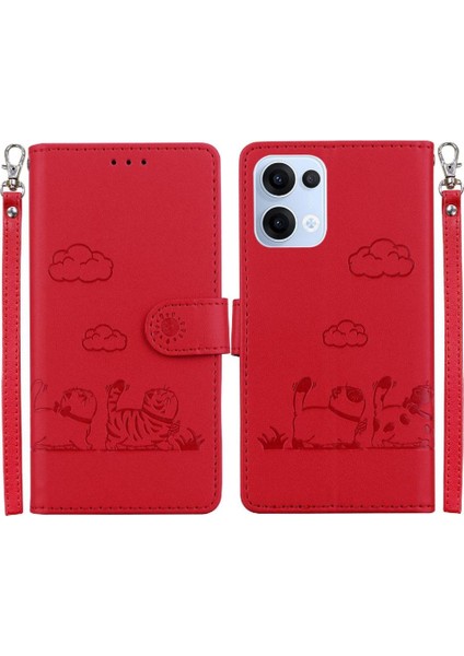 Oppo Reno 13 5g Kedi Rfıd Deri Cüzdan Kart Yuvası Tutucu Için Flip Case (Yurt Dışından)