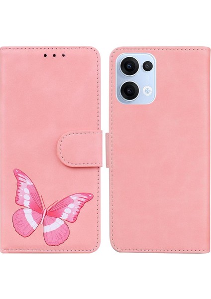 Oppo Reno 13 5g Cüzdan Için Kılıf Renk Baskılı Kart Yuvaları Kelebek Flip (Yurt Dışından)