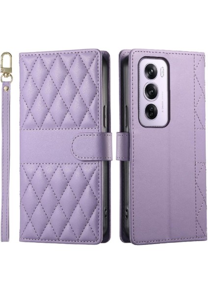 Oppo Reno 12 Pro 5g Zarif Darbeye Deri Kılıf Çift Için Flip Case (Yurt Dışından)