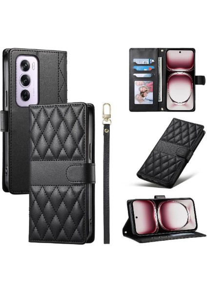 Oppo Reno 12 Pro 5g Zarif Darbeye Deri Kılıf Çift Için Flip Case (Yurt Dışından)