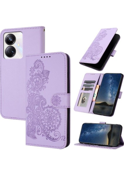 Realme 10 Pro Plus Kickstand Koruyucu Flip Folio Kitap Pu Için Flip Case (Yurt Dışından)
