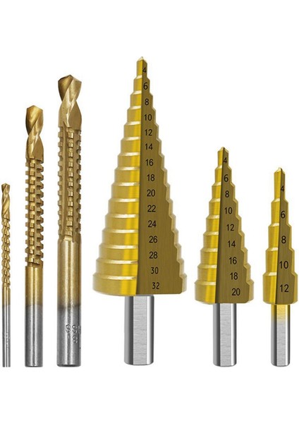 6 Parçalı Kademeli Tırtıklı Matkap Ucu Seti Üçgen Saplı (Yurt Dışından) modelleri