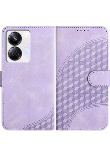 Realme 10 Pro Plus Pu Deri Flip Kapak Geometrik Desen Için Flip Case (Yurt Dışından)