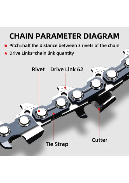 4 Adet 18 Inç Testere Zinciri 62 0,05 Inç Ölçü, 3/8 Inç Aralık, 18 Inç (Yurt Dışından) indirimleri