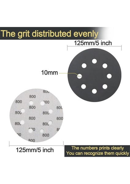 100 Adet Islak Kuru Zımpara Diskleri 125MM, 5ın 8 Delikli Kanca ve Halka Zımpara Kağıdı (Yurt Dışından) fırsatları