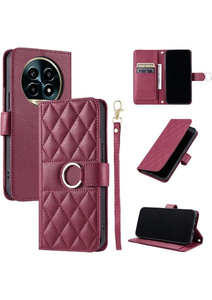 Realme 13 Pro Manyetik Kart Yuvaları Tutucu Pu Deri Bilek Için Flip Case (Yurt Dışından)
