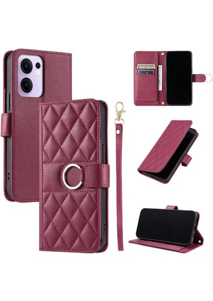 Oppo Reno 13F Koruyucu Pu Deri Manyetik Bilek Kayışı Için Flip Case (Yurt Dışından)