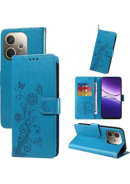 Oppo A5 Pro 5g Flip Kart Yuvaları Deri Çiçek Için Flip Case (Yurt Dışından)