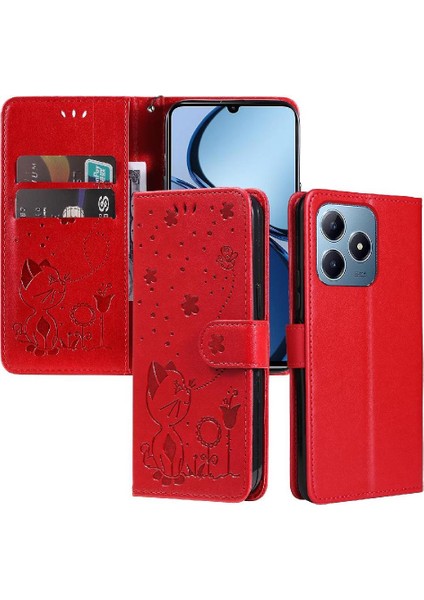 Kart Yuvası Pu Ile Realme C61 Slim Fit Dayanıklı Hafif Flip Case (Yurt Dışından)