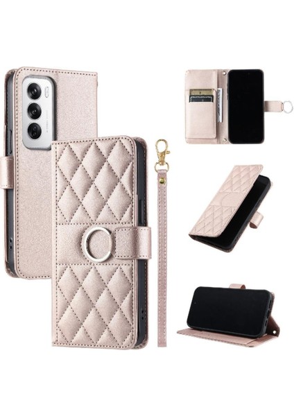 Oppo Reno 12 5g Koruyucu Kart Yuvaları Tutucu Manyetik Bilek Için Flip Case (Yurt Dışından)