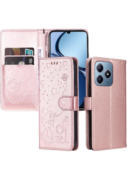 Kart Yuvası Pu Ile Realme C61 Slim Fit Dayanıklı Hafif Flip Case (Yurt Dışından)