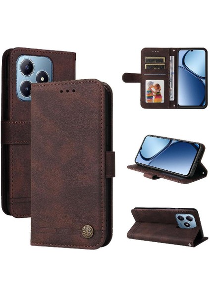 Realme C61 Darbeye Dayanıklı Uzun Kayış Kısa Kayış Cüzdan Kartı Için Flip Case (Yurt Dışından)