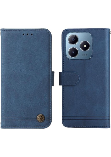 Realme C61 Darbeye Dayanıklı Uzun Kayış Kısa Kayış Cüzdan Kartı Için Flip Case (Yurt Dışından)