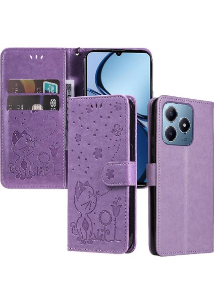 Kart Yuvası Pu Ile Realme C61 Slim Fit Dayanıklı Hafif Flip Case (Yurt Dışından)