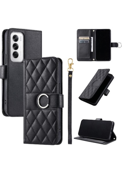 Oppo Reno 12 5g Koruyucu Kart Yuvaları Tutucu Manyetik Bilek Için Flip Case (Yurt Dışından)